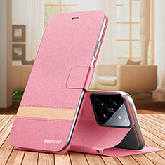 Leather Case Stands Flip Cover Holder TB1 for Xiaomi Mi 14 5G Hot Pink