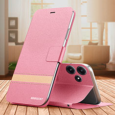 Leather Case Stands Flip Cover Holder TB1 for Xiaomi Redmi 12 5G Hot Pink