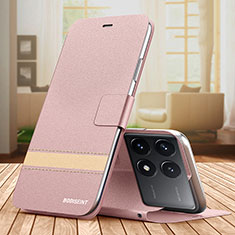 Leather Case Stands Flip Cover Holder TB1 for Xiaomi Redmi K70E 5G Rose Gold