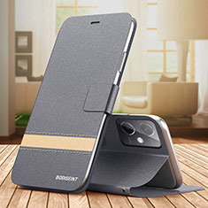 Leather Case Stands Flip Cover Holder TB1 for Xiaomi Redmi Note 12R Pro 5G Gray