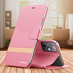 Leather Case Stands Flip Cover Holder TB1 for Xiaomi Redmi Note 12R Pro 5G Hot Pink