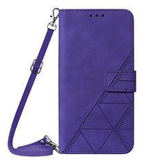 Leather Case Stands Flip Cover Holder Y01B for Apple iPhone 15 Pro Purple