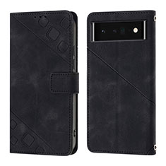 Leather Case Stands Flip Cover Holder Y01B for Google Pixel 6 Pro 5G Black