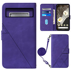 Leather Case Stands Flip Cover Holder Y01B for Google Pixel 8 5G Purple