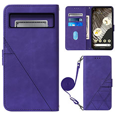 Leather Case Stands Flip Cover Holder Y01B for Google Pixel 8 Pro 5G Purple