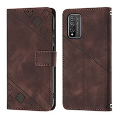 Leather Case Stands Flip Cover Holder Y01B for Huawei Honor 10X Lite Brown