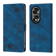 Leather Case Stands Flip Cover Holder Y01B for Huawei Honor 70 5G Blue