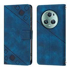 Leather Case Stands Flip Cover Holder Y01B for Huawei Honor Magic5 Pro 5G Blue