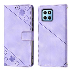 Leather Case Stands Flip Cover Holder Y01B for Huawei Honor X6 5G Purple