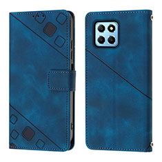 Leather Case Stands Flip Cover Holder Y01B for Huawei Honor X6 Blue