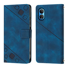 Leather Case Stands Flip Cover Holder Y01B for Huawei Honor X7 Blue