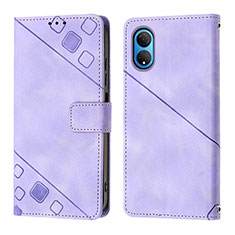 Leather Case Stands Flip Cover Holder Y01B for Huawei Honor X7 Purple