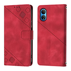 Leather Case Stands Flip Cover Holder Y01B for Huawei Honor X7 Red