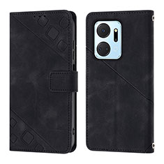 Leather Case Stands Flip Cover Holder Y01B for Huawei Honor X7a Black