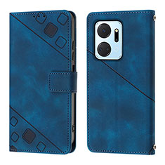 Leather Case Stands Flip Cover Holder Y01B for Huawei Honor X7a Blue