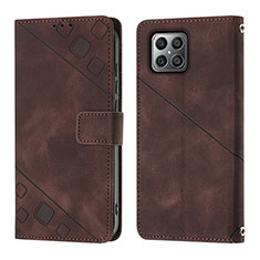 Leather Case Stands Flip Cover Holder Y01B for Huawei Honor X8 4G Brown