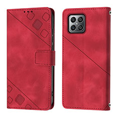 Leather Case Stands Flip Cover Holder Y01B for Huawei Honor X8 4G Red