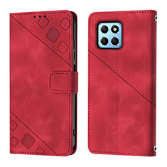 Leather Case Stands Flip Cover Holder Y01B for Huawei Honor X8 5G Red