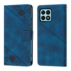 Leather Case Stands Flip Cover Holder Y01B for Huawei Honor X8a 4G Blue