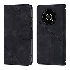 Leather Case Stands Flip Cover Holder Y01B for Huawei Honor X9 5G Black