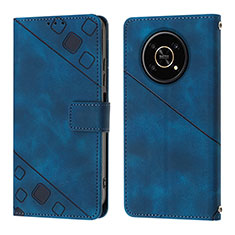 Leather Case Stands Flip Cover Holder Y01B for Huawei Honor X9 5G Blue