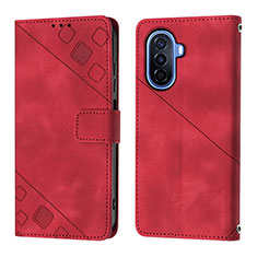 Leather Case Stands Flip Cover Holder Y01B for Huawei Nova Y70 Red