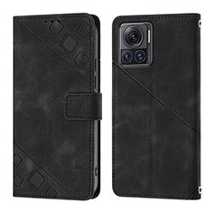 Leather Case Stands Flip Cover Holder Y01B for Motorola Moto Edge 30 Ultra 5G Black