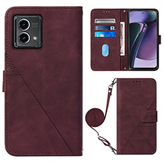 Leather Case Stands Flip Cover Holder Y01B for Motorola Moto G Stylus (2023) 4G Red Wine