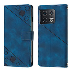 Leather Case Stands Flip Cover Holder Y01B for OnePlus 10 Pro 5G Blue