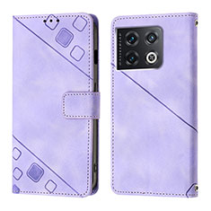 Leather Case Stands Flip Cover Holder Y01B for OnePlus 10 Pro 5G Purple