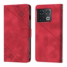 Leather Case Stands Flip Cover Holder Y01B for OnePlus 10 Pro 5G Red