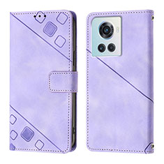 Leather Case Stands Flip Cover Holder Y01B for OnePlus 10R 5G Purple