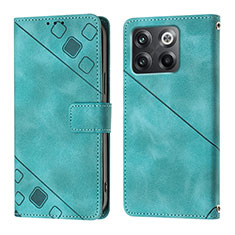 Leather Case Stands Flip Cover Holder Y01B for OnePlus 10T 5G Green