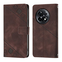 Leather Case Stands Flip Cover Holder Y01B for OnePlus Ace 2 Pro 5G Brown