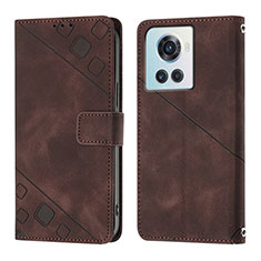 Leather Case Stands Flip Cover Holder Y01B for OnePlus Ace 5G Brown