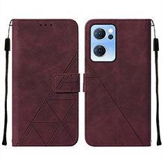 Leather Case Stands Flip Cover Holder Y01B for OnePlus Nord CE 2 5G Red Wine