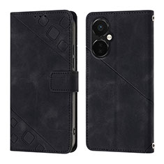 Leather Case Stands Flip Cover Holder Y01B for OnePlus Nord CE 3 5G Black