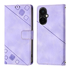 Leather Case Stands Flip Cover Holder Y01B for OnePlus Nord CE 3 Lite 5G Purple