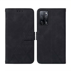 Leather Case Stands Flip Cover Holder Y01B for Oppo A53s 5G Black