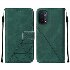 Leather Case Stands Flip Cover Holder Y01B for Oppo A54 5G Green