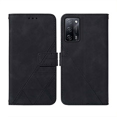 Leather Case Stands Flip Cover Holder Y01B for Oppo A55 5G Black