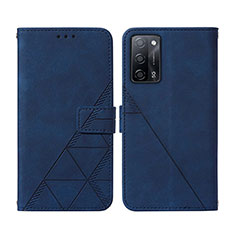 Leather Case Stands Flip Cover Holder Y01B for Oppo A55 5G Blue