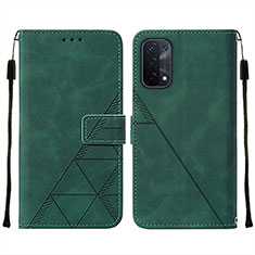 Leather Case Stands Flip Cover Holder Y01B for Oppo A74 5G Green