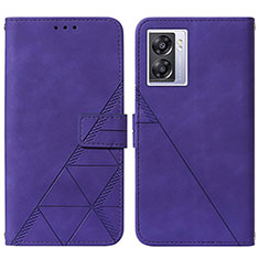Leather Case Stands Flip Cover Holder Y01B for Oppo A77 5G Purple