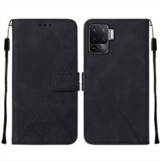 Leather Case Stands Flip Cover Holder Y01B for Oppo A94 4G Black
