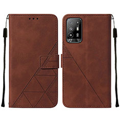 Leather Case Stands Flip Cover Holder Y01B for Oppo A94 5G Brown