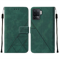Leather Case Stands Flip Cover Holder Y01B for Oppo F19 Pro Green