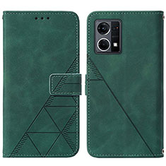 Leather Case Stands Flip Cover Holder Y01B for Oppo F21 Pro 4G Green