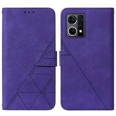 Leather Case Stands Flip Cover Holder Y01B for Oppo F21 Pro 4G Purple