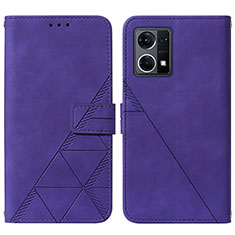 Leather Case Stands Flip Cover Holder Y01B for Oppo F21s Pro 4G Purple